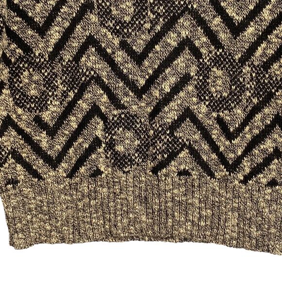 VTG 80s Chevron Batwing Sweater S/M Black Tan Knit Retro Slouchy Y2K Boho Chic - Picture 8 of 12